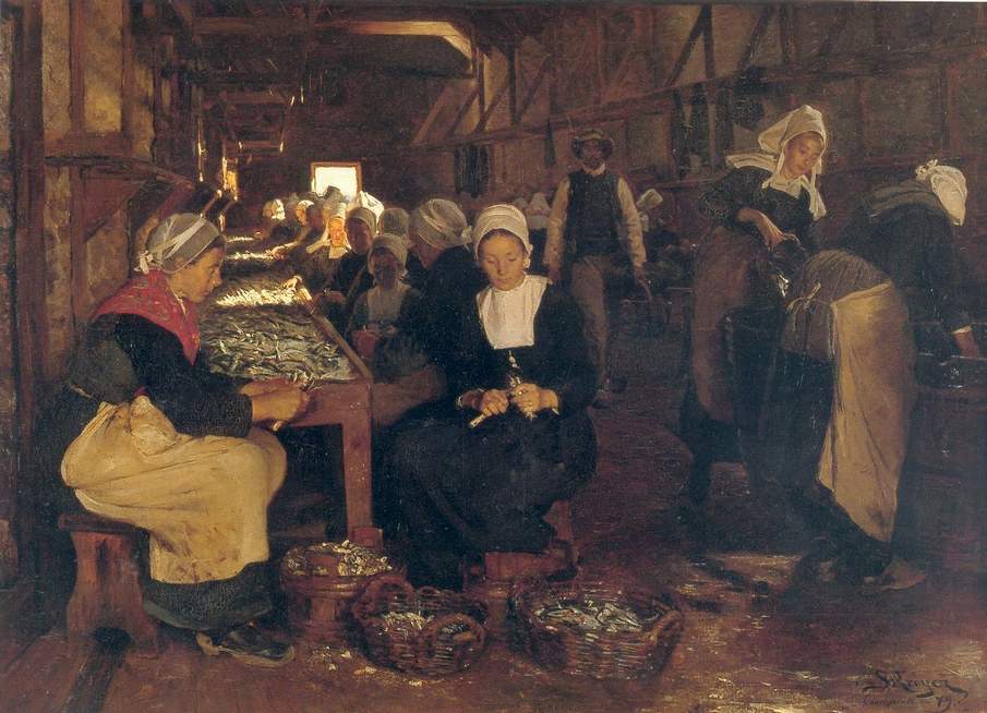 Women of Concarneau, vintage artwork by Peder Severin Kroyer, 12x8" (A4) Poster