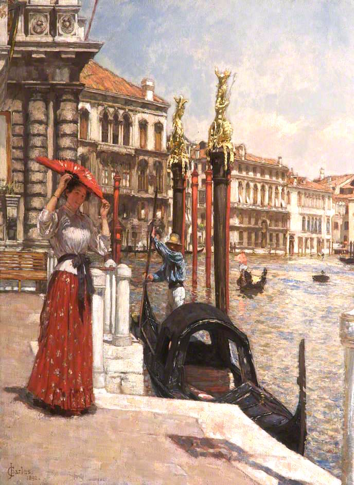 Heat of the Day, Venice, vintage artwork by James Charles, 12x8" (A4) Poster