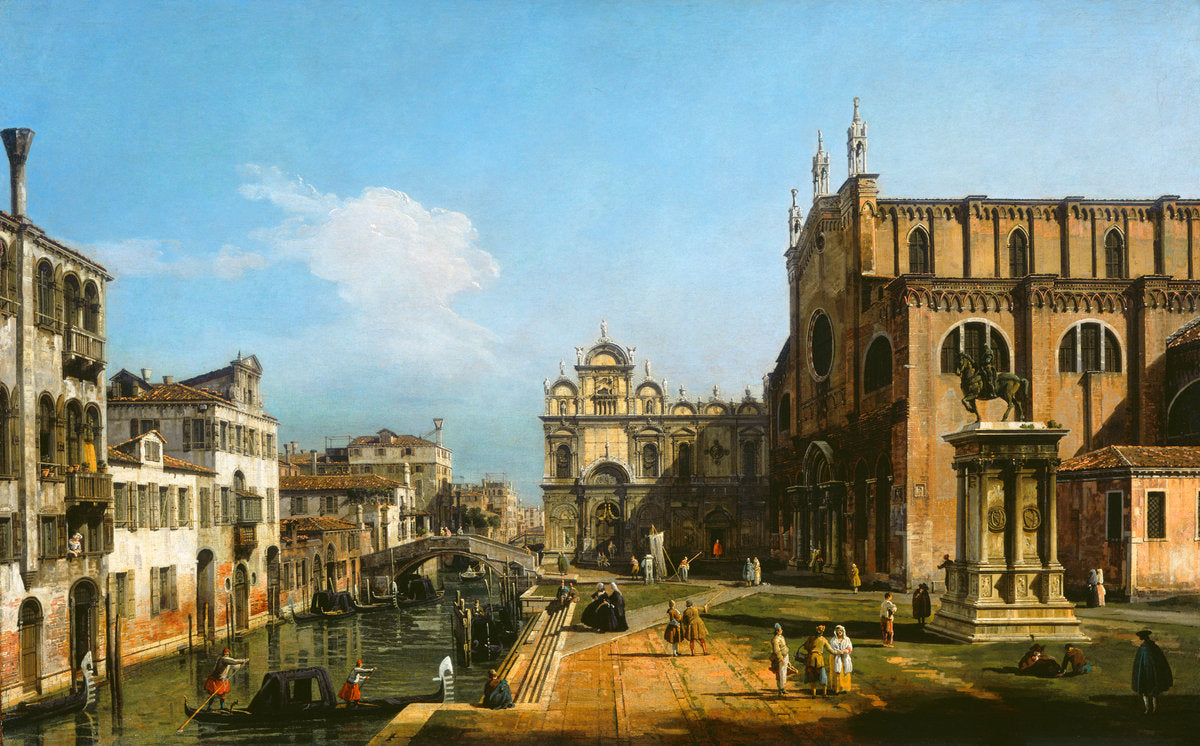 The Campo di SS Saints Giovanni e Paolo, Venice, vintage artwork by Bernardo Bellotto, 12x8" (A4) Poster