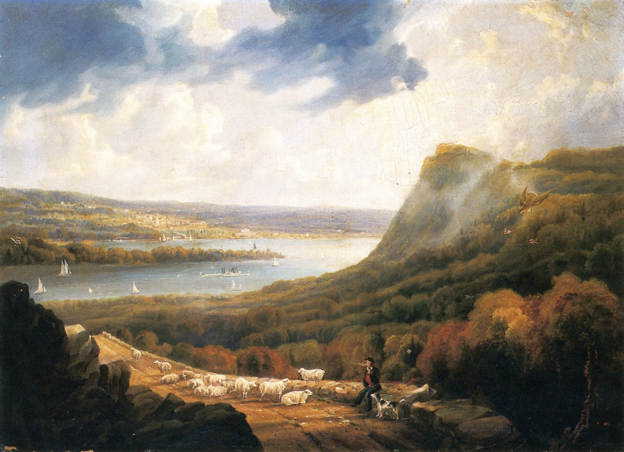 View of the Hudson River near West Point, vintage artwork by Robert Havell Jr., A3 (16x12") Poster Print