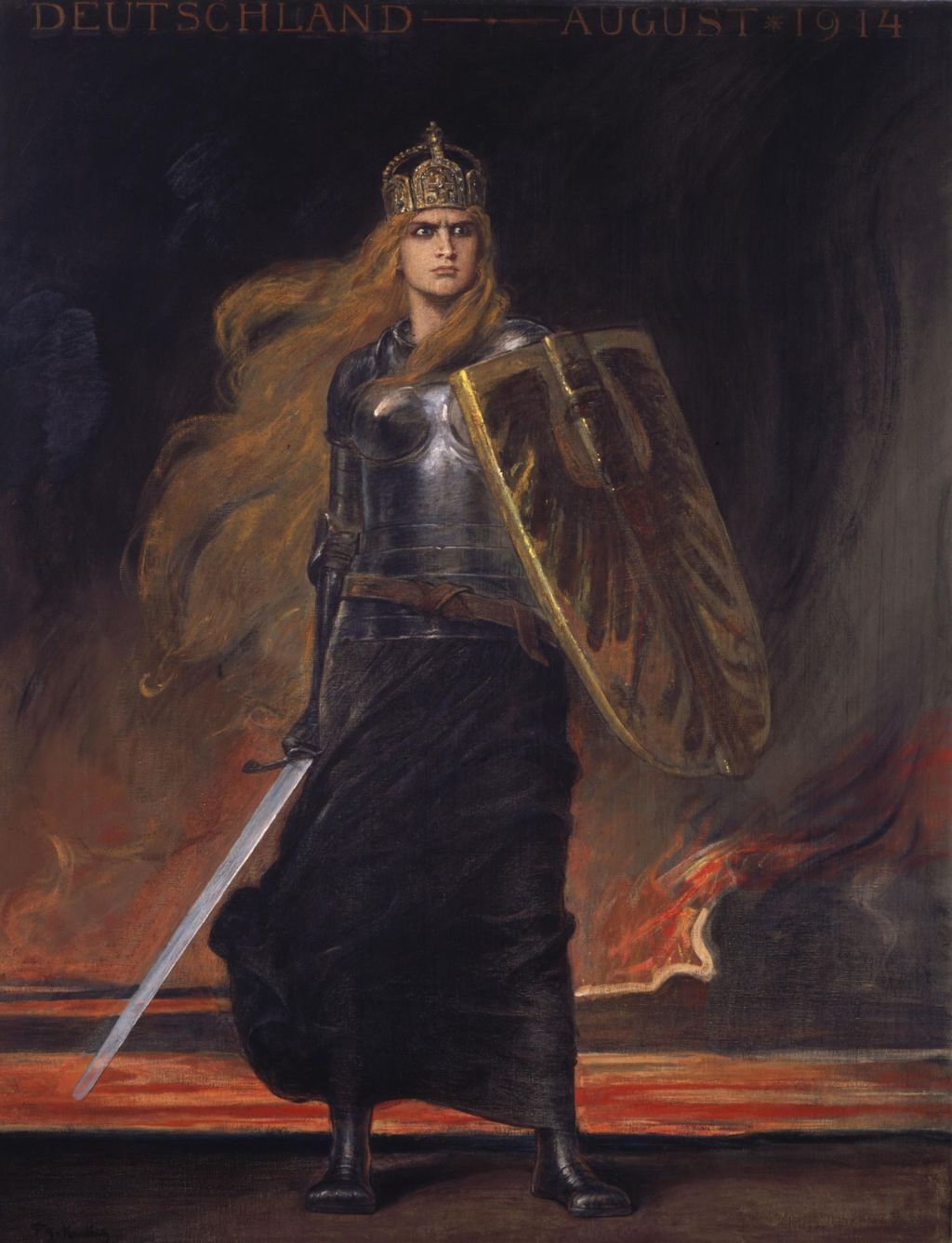 Germania, vintage artwork by Friedrich August von Kaulbach, 12x8" (A4) Poster