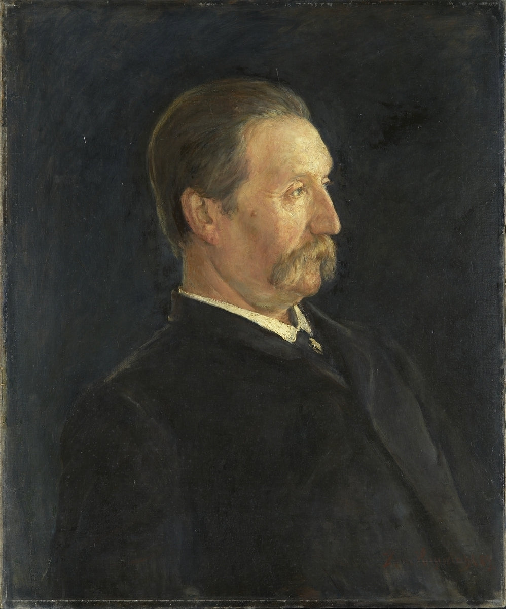Portrait of Johan Lauritz Bidenkap, vintage artwork by Hans Heyerdahl, 12x8" (A4) Poster