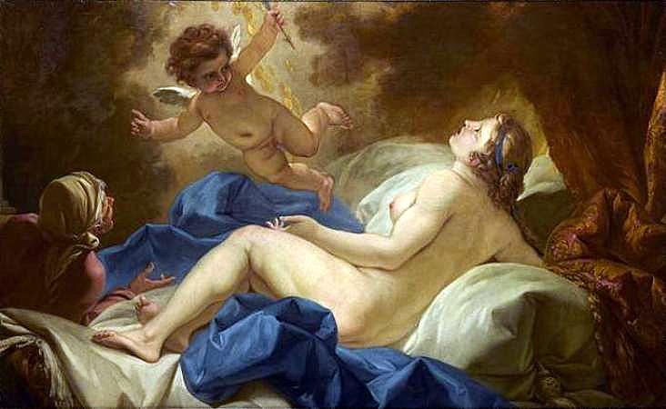 Danae, vintage artwork by Charles-Michel-Ange Challe, 12x8" (A4) Poster