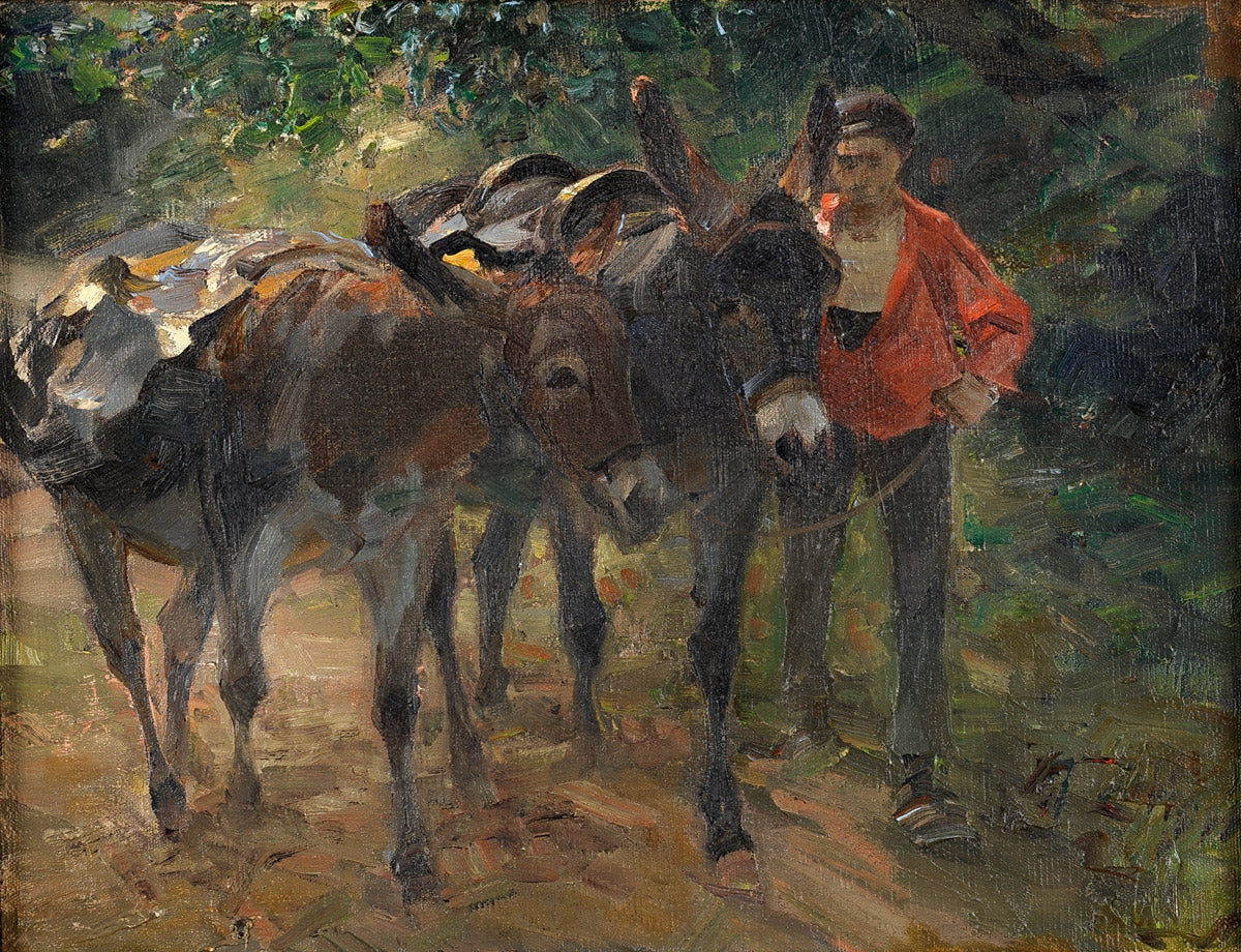 On the Way to Wolkenhof, vintage artwork by Heinrich Johann von Zügel, 12x8" (A4) Poster