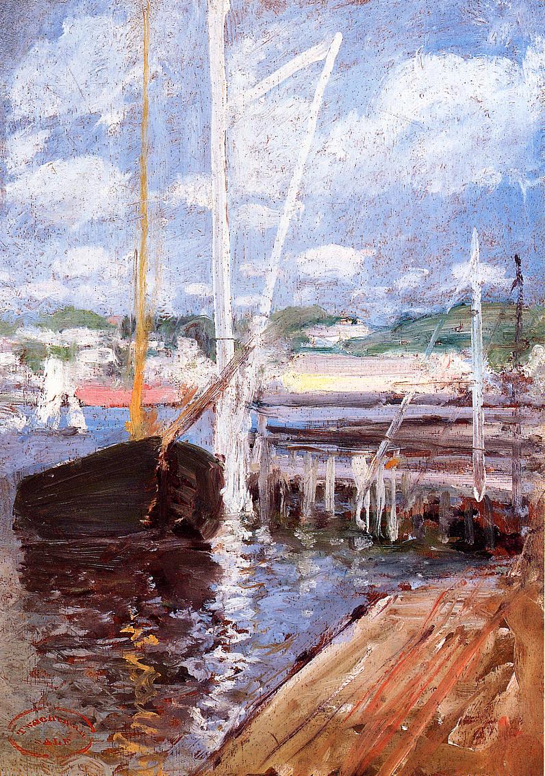 Boat Landing, vintage artwork by John Twachtman, 12x8" (A4) Poster