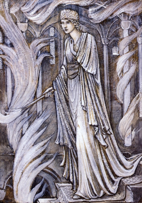 Gudrun Setting Fire to Atli's Palace, vintage artwork by Sir Edward Burne-Jones, 12x8" (A4) Poster