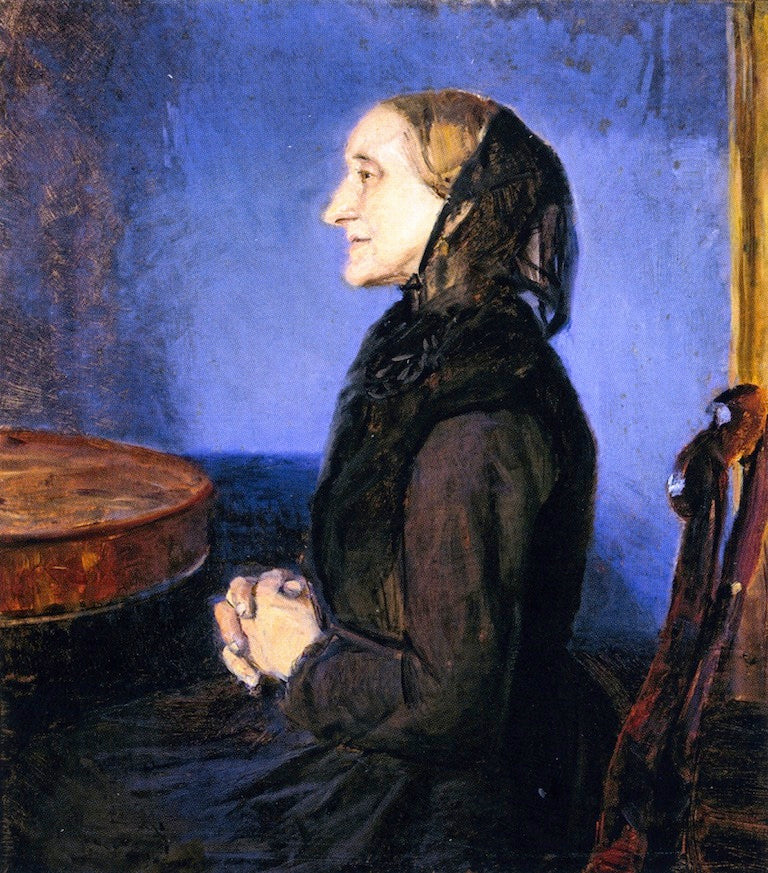 Portrait of the Artist's Mother, Ane Hedvig Brondum, vintage artwork by Anna Ancher, 12x8" (A4) Poster