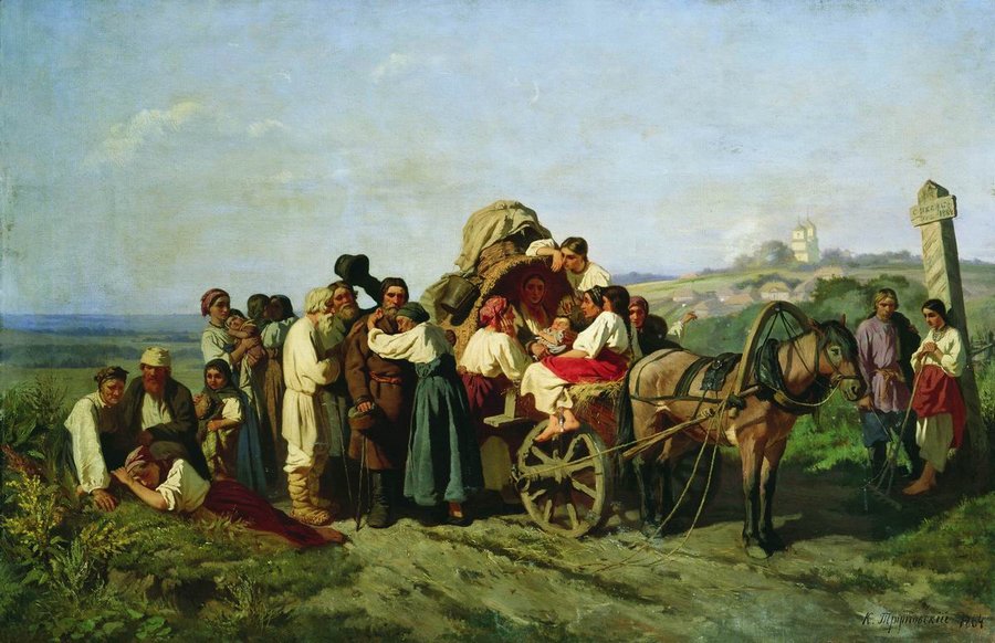 Settlers from the Kursk Region, vintage artwork by Konstantin Trutovsky, 12x8" (A4) Poster