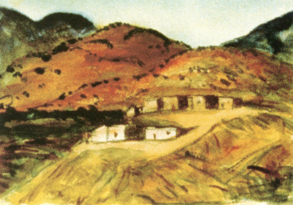 Adobe Houses, New Mexico, vintage artwork by Robert Henri, 12x8" (A4) Poster
