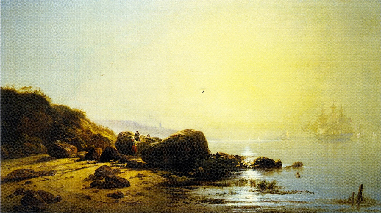 A Foggy Evening at Gowanus, vintage artwork by Edward Moran, 12x8" (A4) Poster