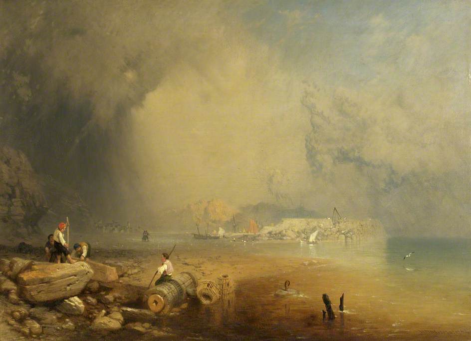 Mediterranean Coastal Scene, vintage artwork by James Baker Pyne, A3 (16x12") Poster Print