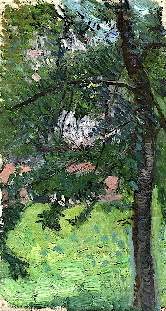 Tree with Houses in the Background, vintage artwork by Richard Gerstl, 12x8" (A4) Poster