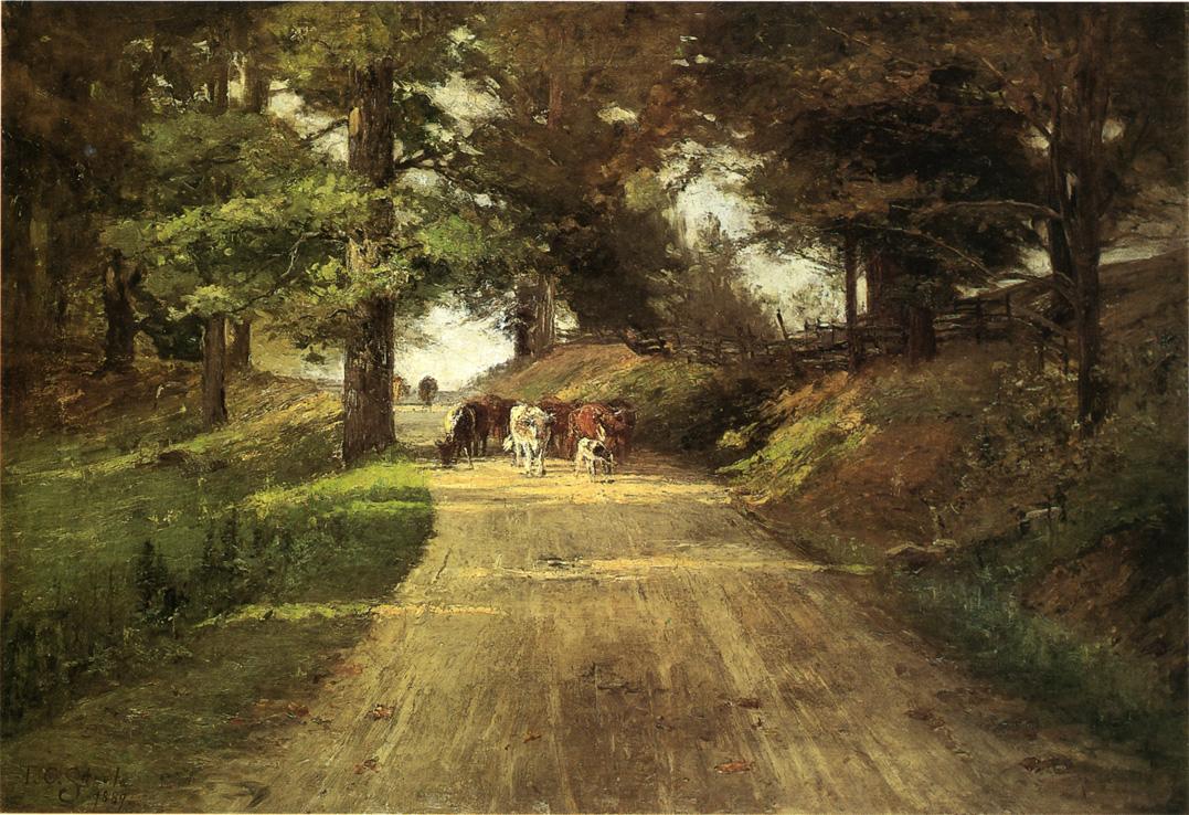 An Indiana Road, vintage artwork by Theodore Clement Steele, 12x8" (A4) Poster