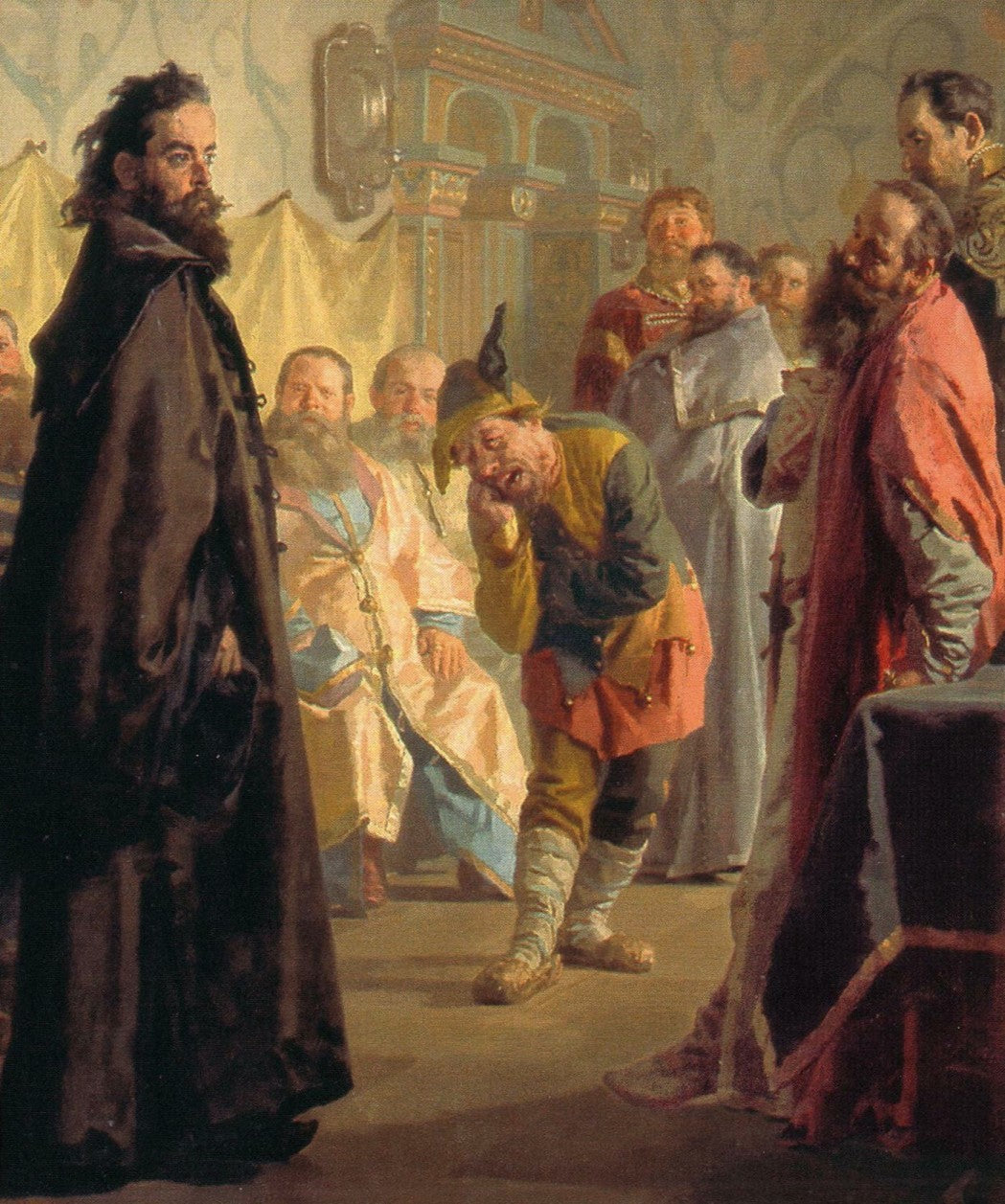 The Disgraced Boyar and a Jester, vintage artwork by Nikolai Vasilevich Nevrev, 12x8" (A4) Poster