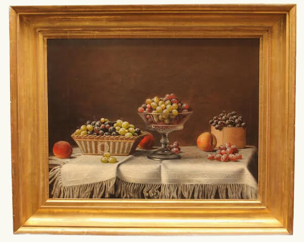 Still-Life With Basket, Compote And Cheese Box, vintage artwork by Barton Stone Hays, 12x8" (A4) Poster