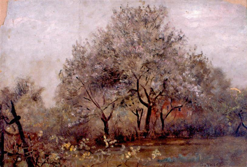 Garden at Oak Rued, Rockville, Maryland, vintage artwork by Carl Gutherz, 12x8" (A4) Poster