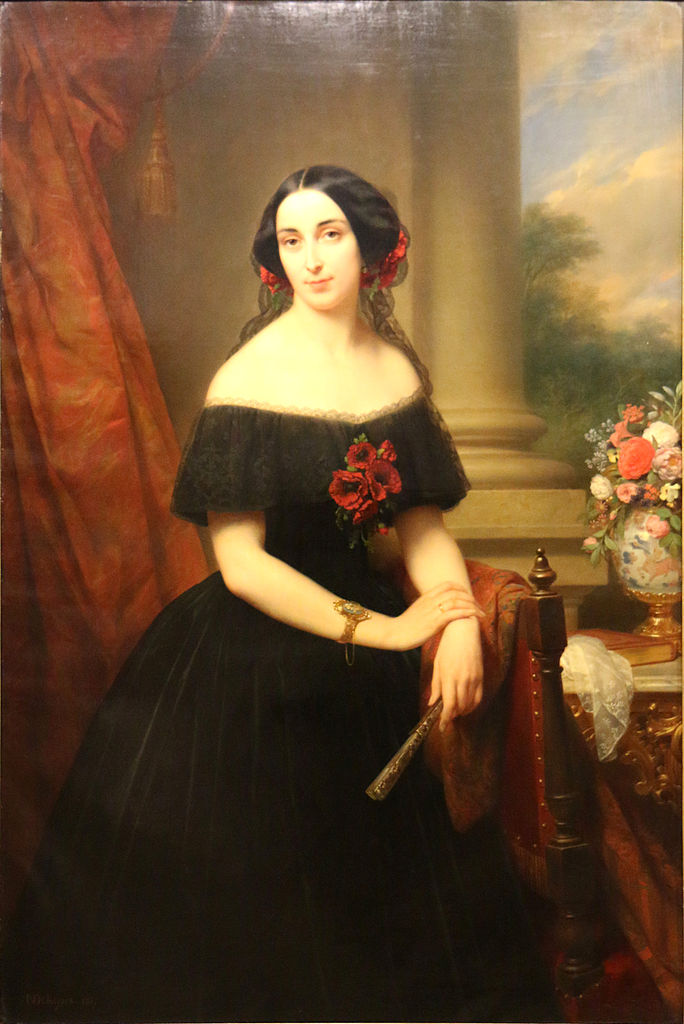 Portrait of Louise van Campenhout, vintage artwork by Nicaise de Keyser, A3 (16x12") Poster Print