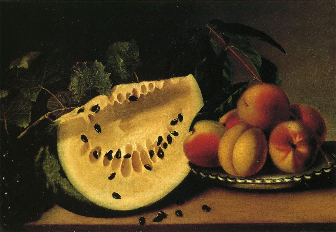 Still Life with Watermelon and Peaches, vintage artwork by Margaretta Angelica Peale, A3 (16x12") Poster Print