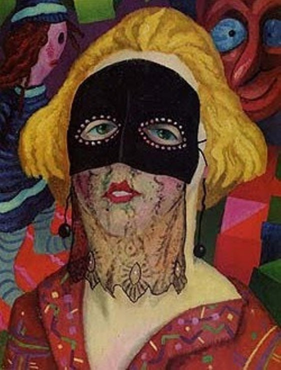 Ilse Wacker with Mask, vintage artwork by Rudolf Wacker, 12x8" (A4) Poster