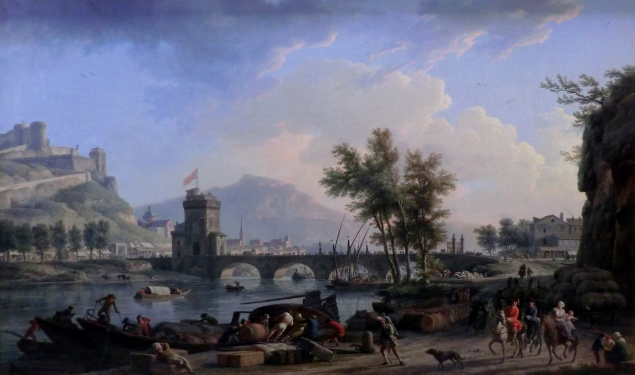 Les bords d'une foire, vintage artwork by Claude-Joseph Vernet, 12x8" (A4) Poster