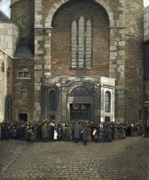 Before the Dome of Aachen, vintage artwork by Attributed to Andreas Achenbach, A3 (16x12") Poster Print