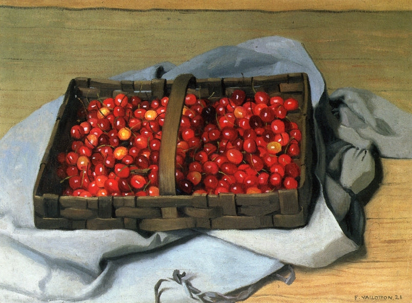 Basket of Cherries, vintage artwork by Felix Vallotton, 12x8" (A4) Poster