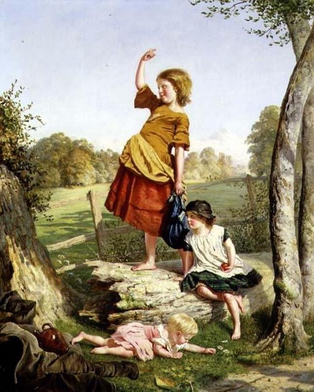 Dinner, vintage artwork by Sophie Gengembre Anderson, 12x8" (A4) Poster