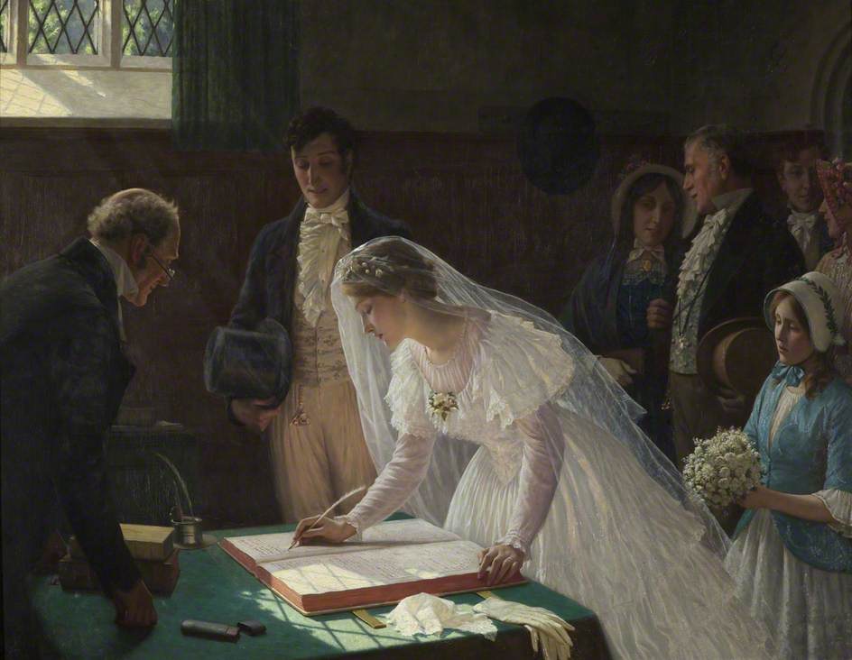 The Wedding Register, vintage artwork by Edmund Blair Leighton, 12x8" (A4) Poster