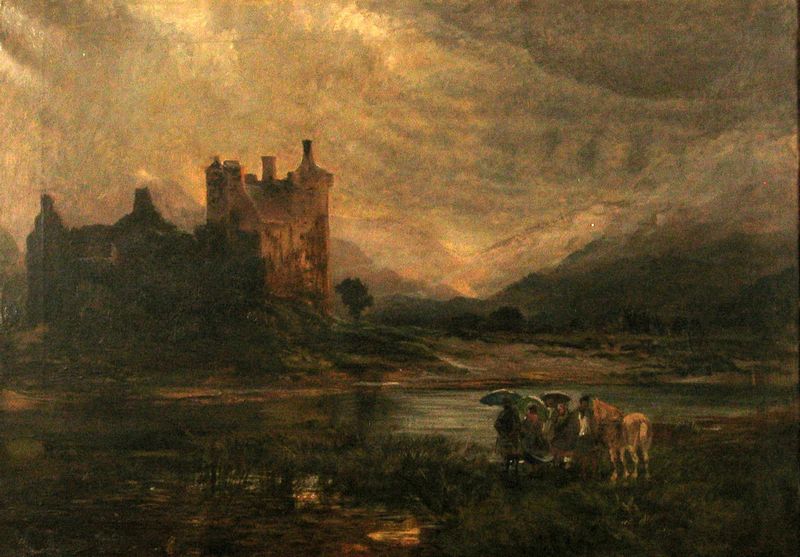 Kilchurn Castle, Lough Awe, vintage artwork by Samuel Bough, 12x8" (A4) Poster