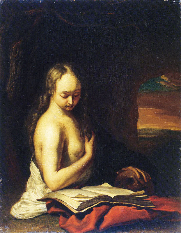 Mary Magdalen Penitent, vintage artwork by Frans van Mieris the Elder, 12x8" (A4) Poster