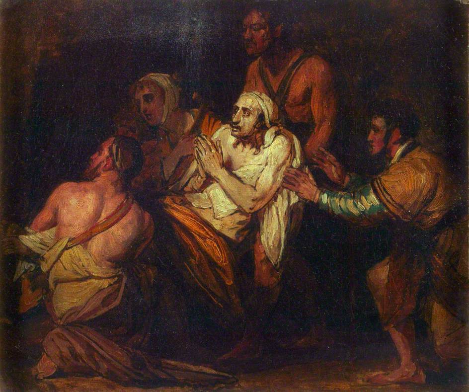 Christ Healing the Sick (sketch), vintage artwork by Benjamin West, 12x8" (A4) Poster