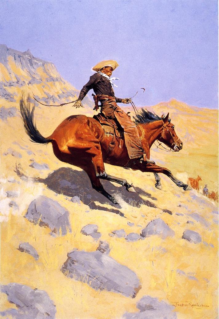 The Cowboy, vintage artwork by Frederic Remington, 12x8" (A4) Poster
