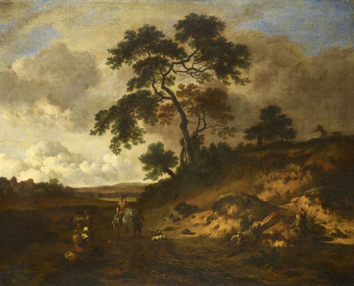 Sportsmen in the Dunes, vintage artwork by Jan Wijnants, 12x8" (A4) Poster