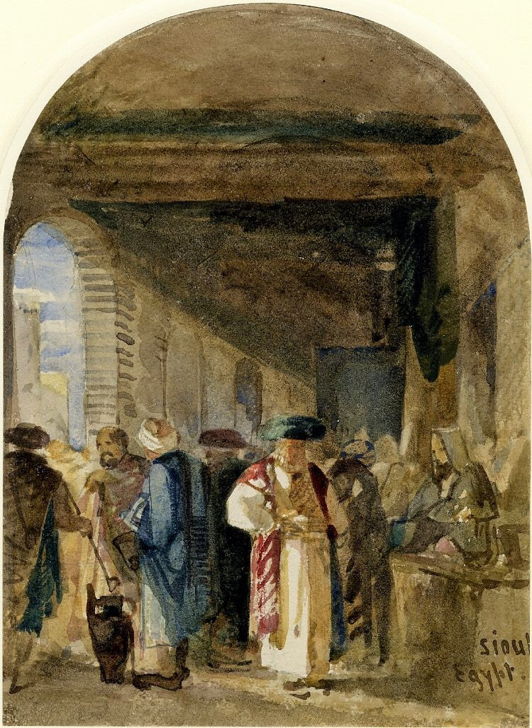 Bazaar, Assiout, vintage artwork by William James Müller, A3 (16x12") Poster Print