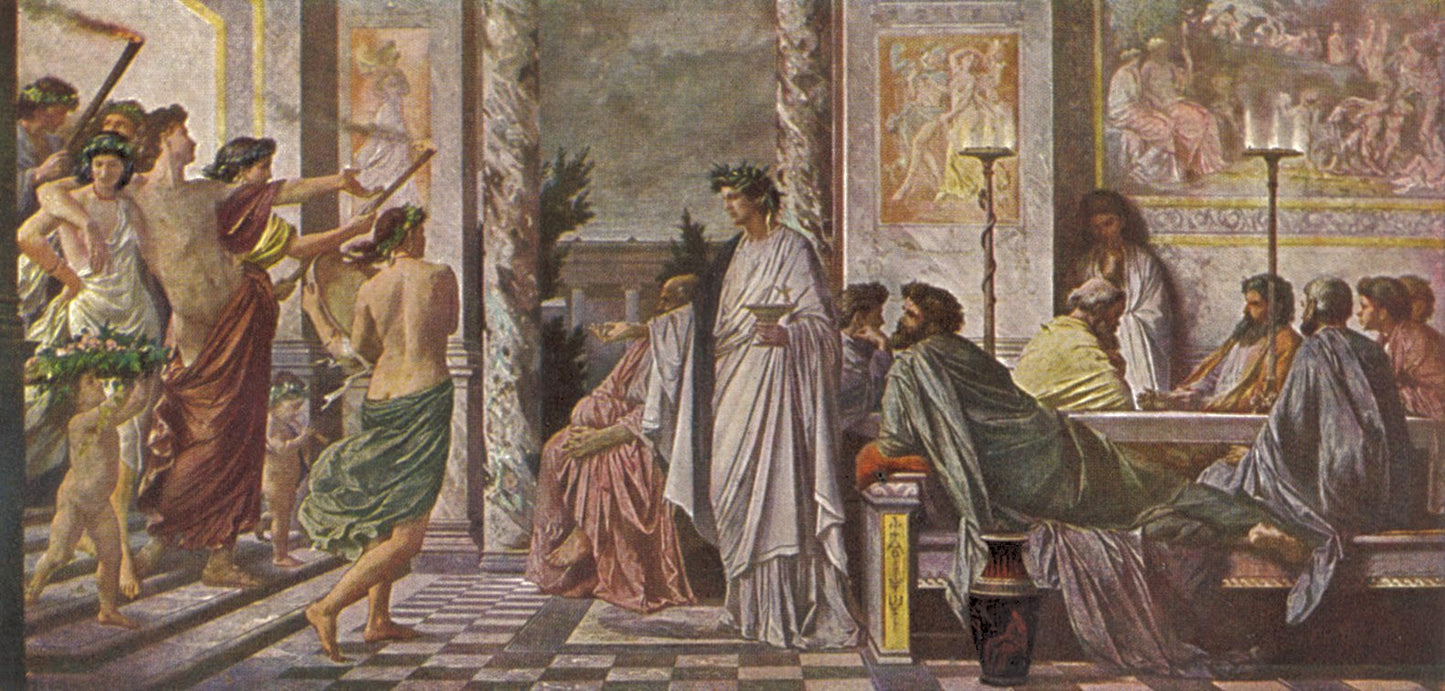 Gastmahl des Plato, vintage artwork by Anselm Feuerbach, 12x8" (A4) Poster