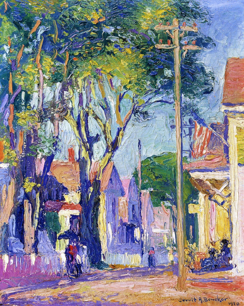 Commercial Street, Provincetown, Massachusetts, vintage artwork by Gerrit Albertus Beneker, 12x8" (A4) Poster