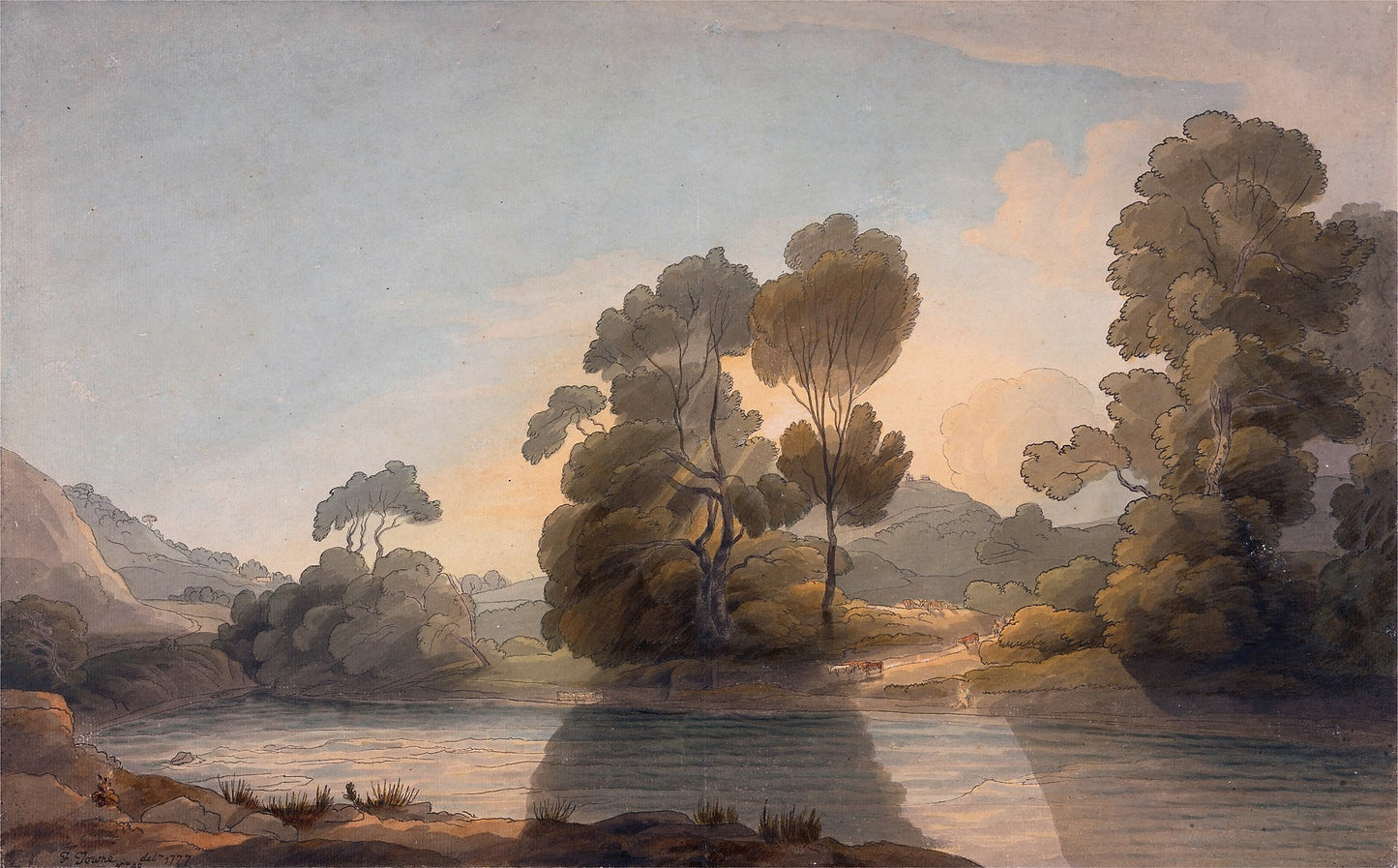 On the Dee, vintage artwork by Francis Towne, 12x8" (A4) Poster