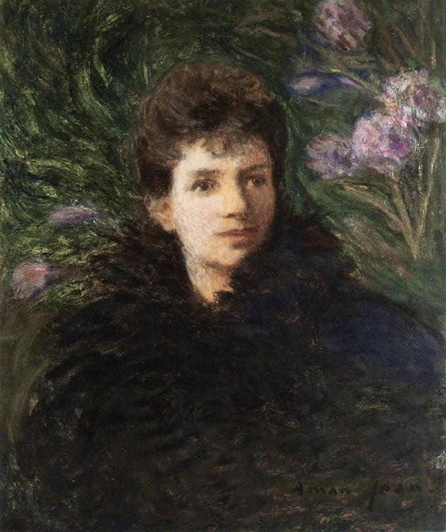 Young Woman with Violet Flowers by Edmond-Franaois Aman-Jean,A3(16x12")Poster