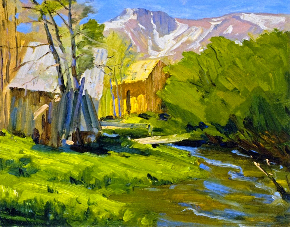 High Sierras and Stream by Jean Mannheim,A3(16x12")Poster