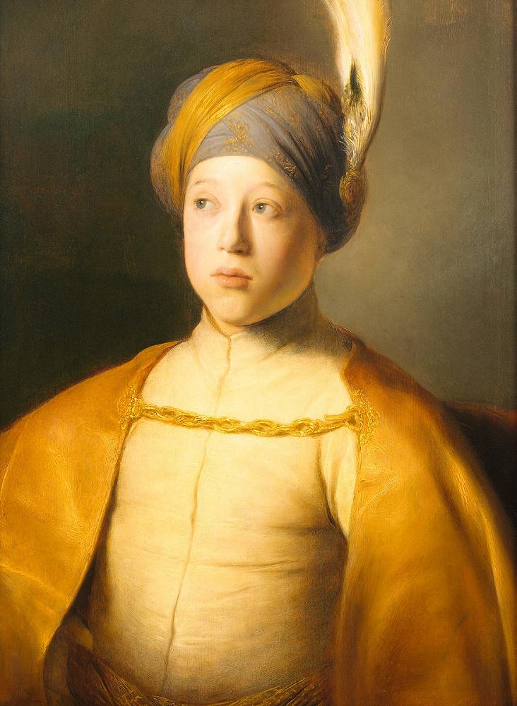 Portrait of a Boy in Persian Costume, vintage artwork by Jan Lievens, 12x8" (A4) Poster