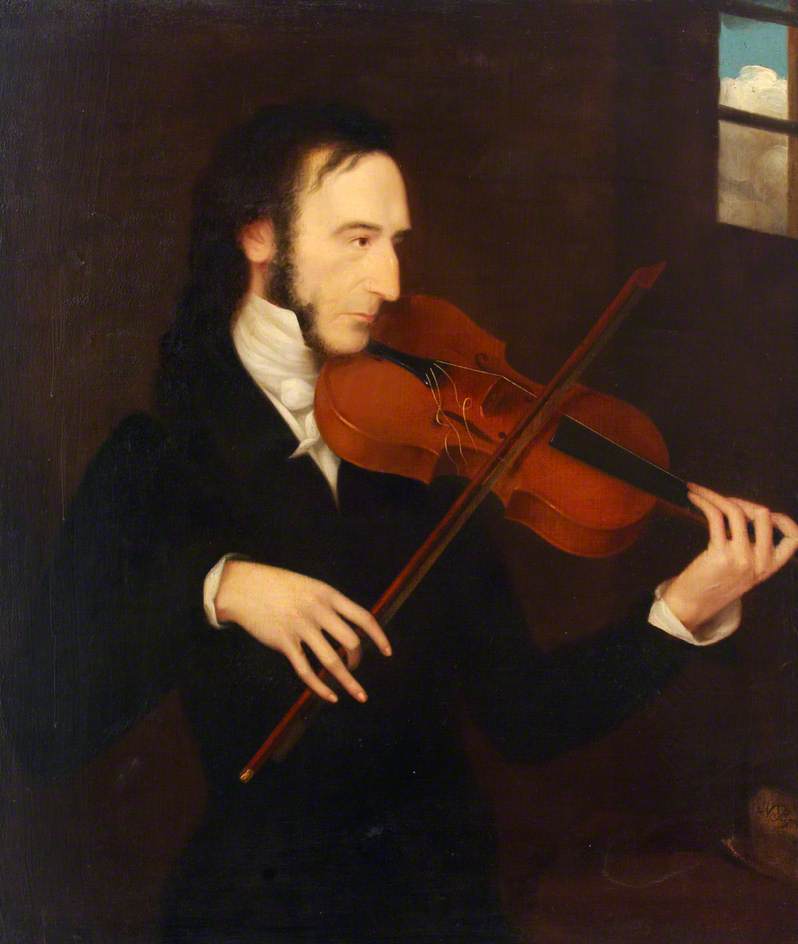 Niccolò Paganini, vintage artwork by Attributed to Daniel Maclise, R.A., A3 (16x12") Poster Print