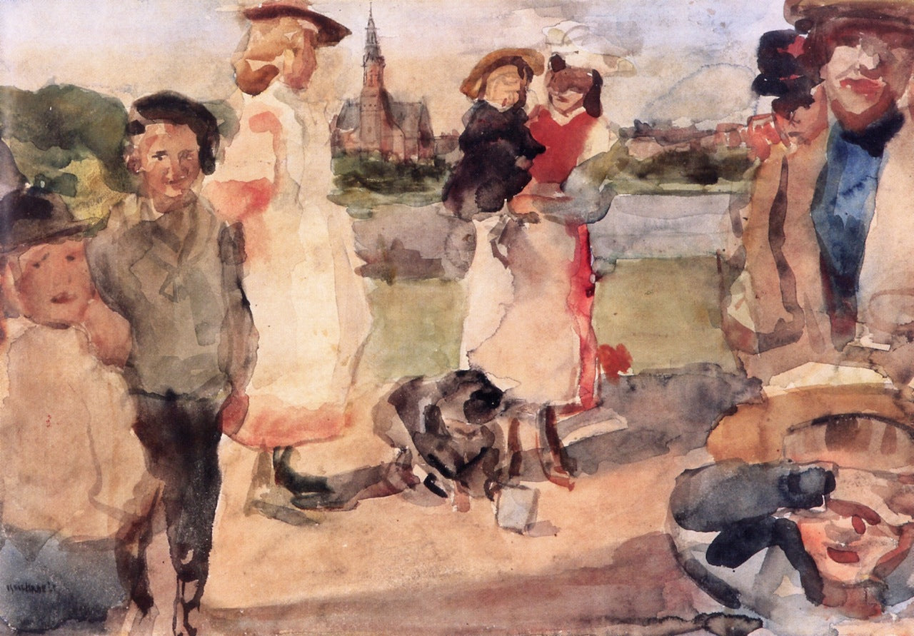 Children in the Oosterpark, Amsterdam, vintage artwork by Isaac Israels, 12x8" (A4) Poster