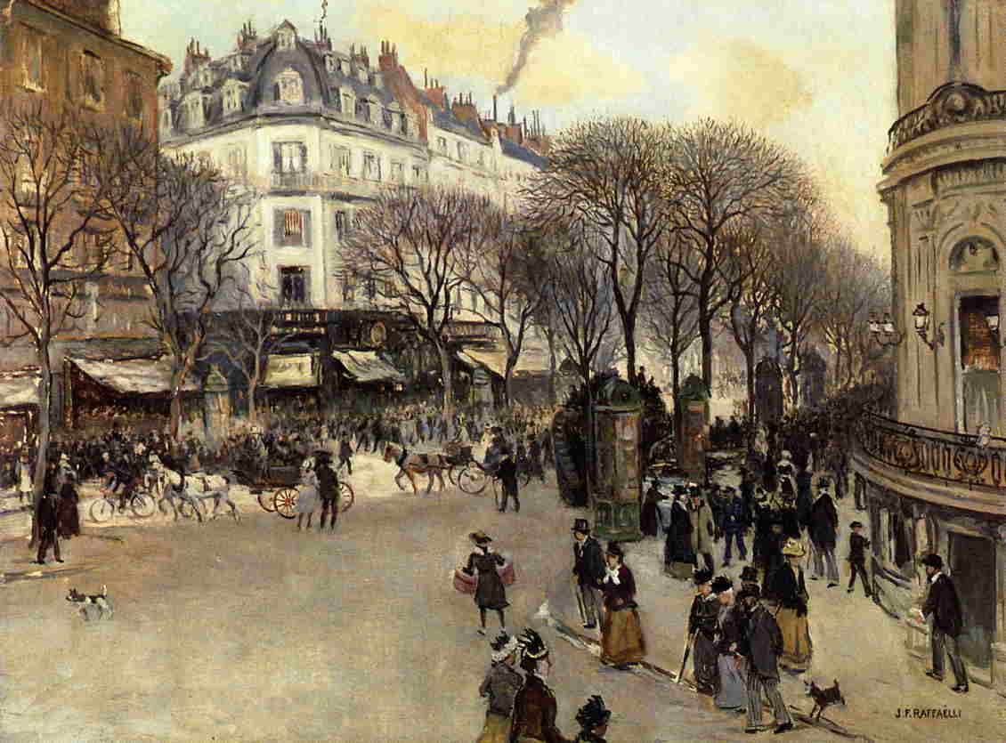 Boulevard des Italiens, vintage artwork by Jean-François Raffaëlli, 12x8" (A4) Poster