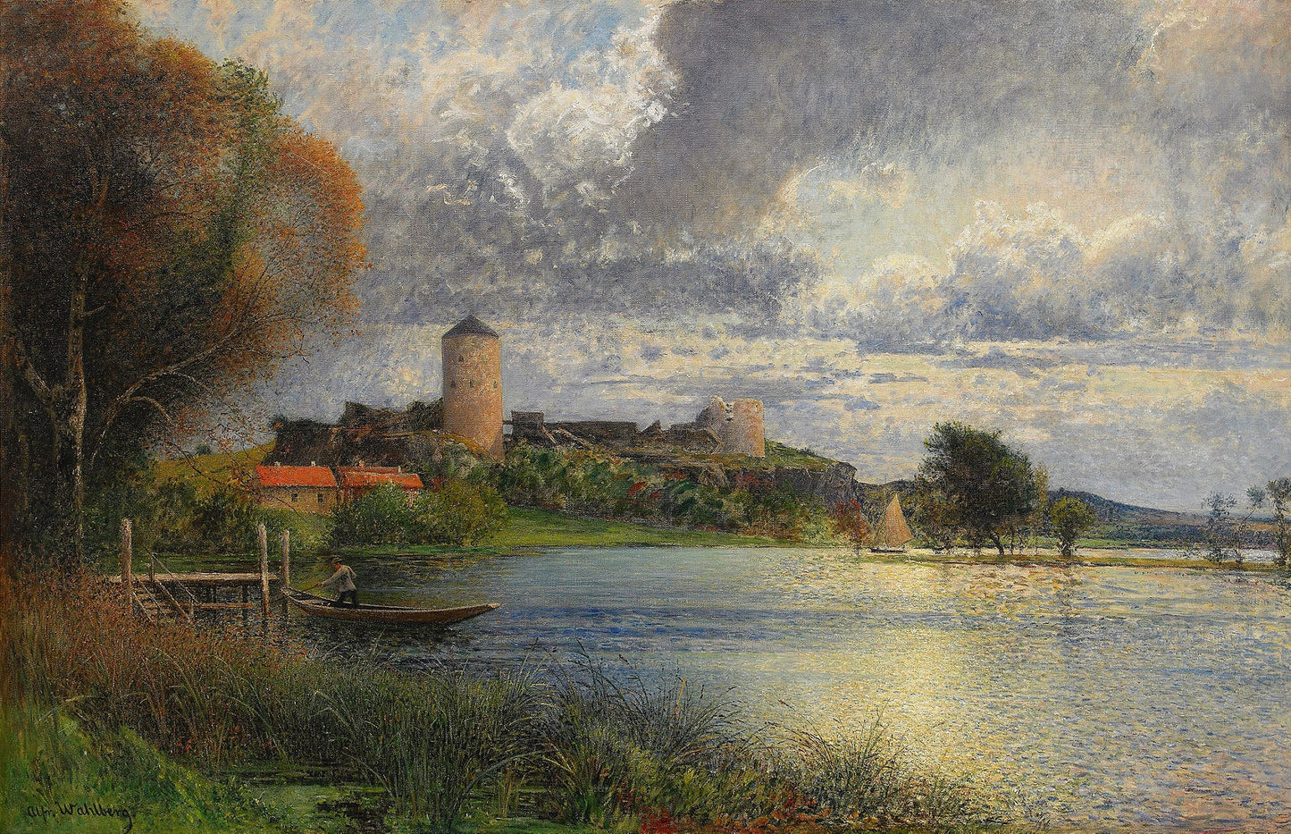 Bohus Ruins, vintage artwork by Alfred Wahlberg, 12x8" (A4) Poster