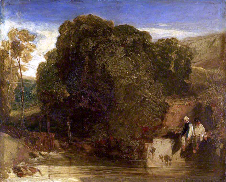 Henley-on-Thames, Oxfordshire, Boys Fishing, vintage artwork by John Sell Cotman, 12x8" (A4) Poster