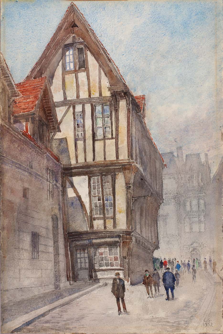 Old House in Rouen, vintage artwork by Cass Gilbert, 12x8" (A4) Poster