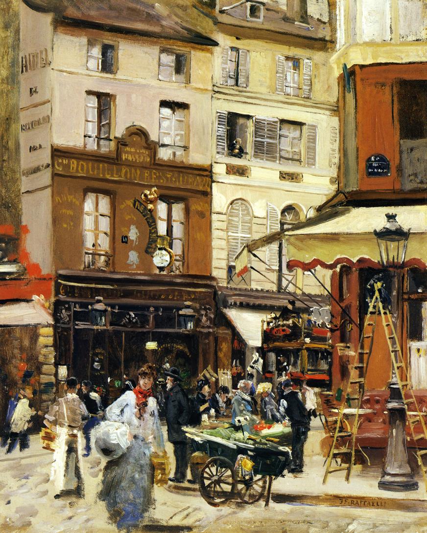 Rue de Montmartre, vintage artwork by Jean-François Raffaëlli, 12x8" (A4) Poster