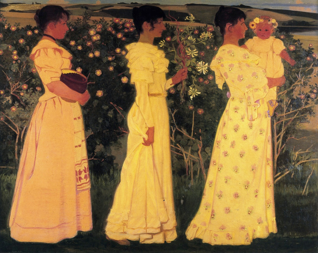 Three Women, Summer Evening by Harald Slott-Moller,A3(16x12")Poster
