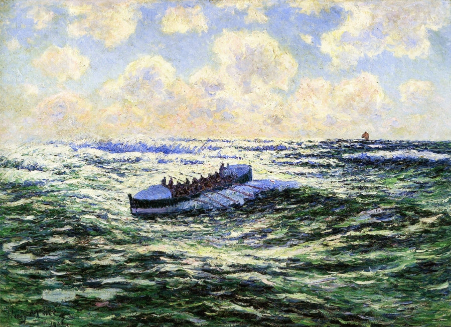 Boatful of Fishermen by Henry Moret,A3(16x12")Poster