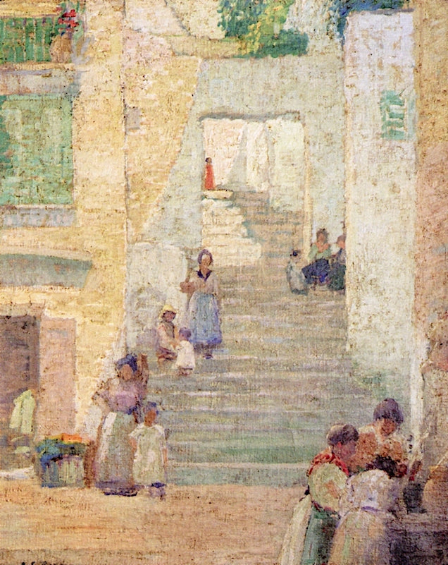 Italian Steps, vintage artwork by Rae Sloan Bredin, 12x8" (A4) Poster